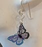 Dainty Purple Anodised Stainless Steel Butterflies on Sterling Silver Earwires  - Image 3