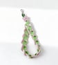 Handmade Green & Light Pink Ribbon Phone Strap with Beads & Floral Embellishment - Image 2