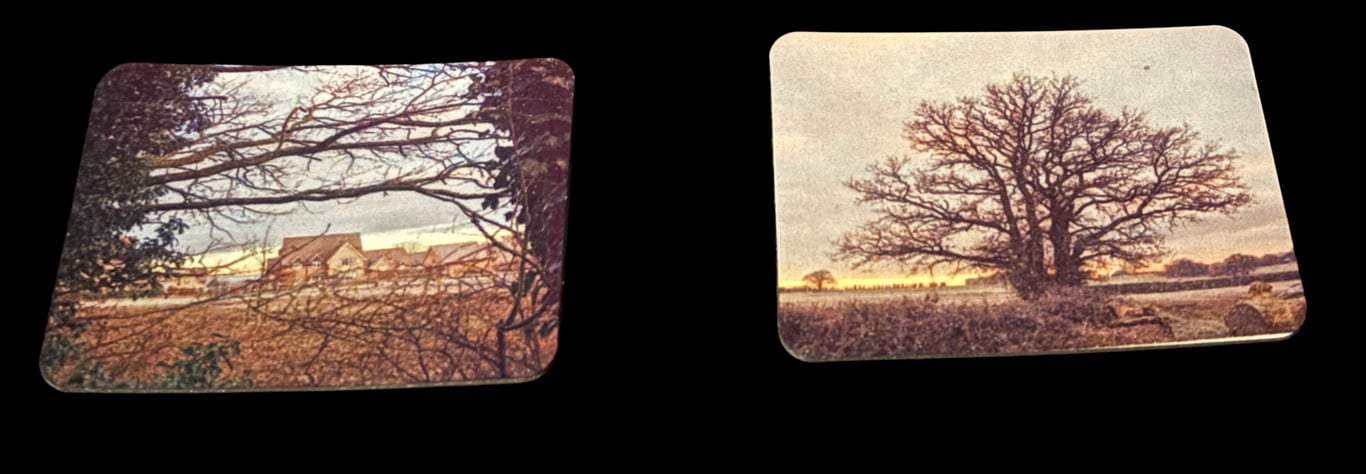 Set of 2 Countryside Fridge Magnets - Trees, House and Rural Scenery
