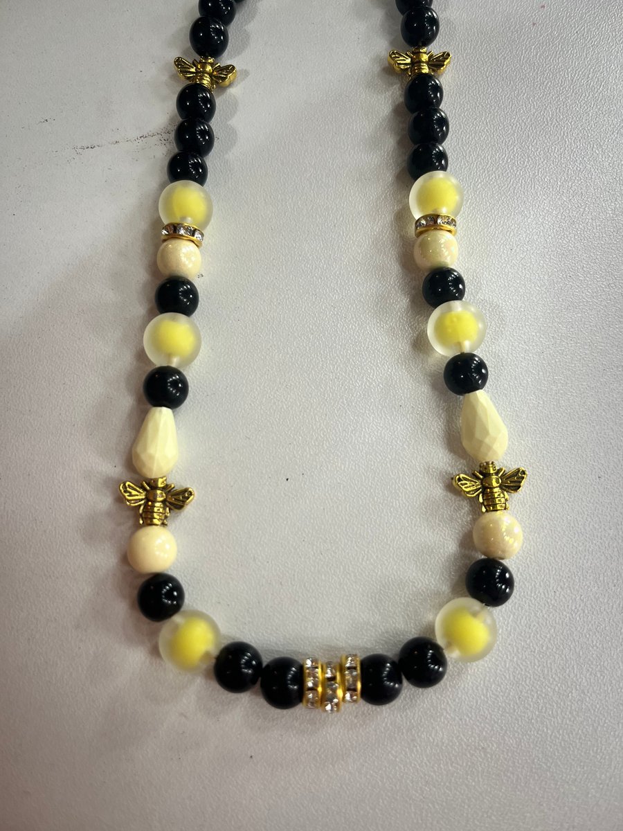 Bee phone charm, yellow & black phone charm with gold and bee detail phone strap