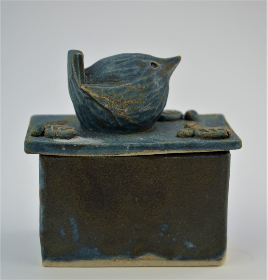 Rustic ceramic wren box