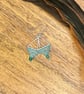 Turquoise and silver beadwork triangle earrings with Czech glass drop - Image 3