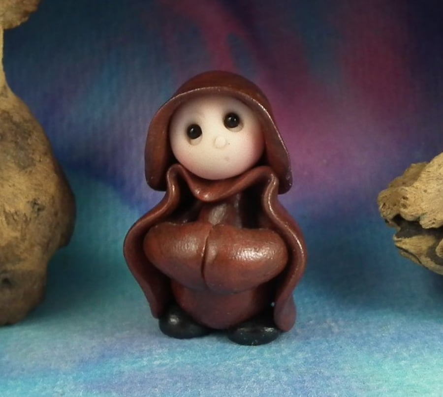 Spring Sale ... Tiny Gnome Monk 'Brother Richard' 1.5" OOAK Sculpt by Ann Galvin