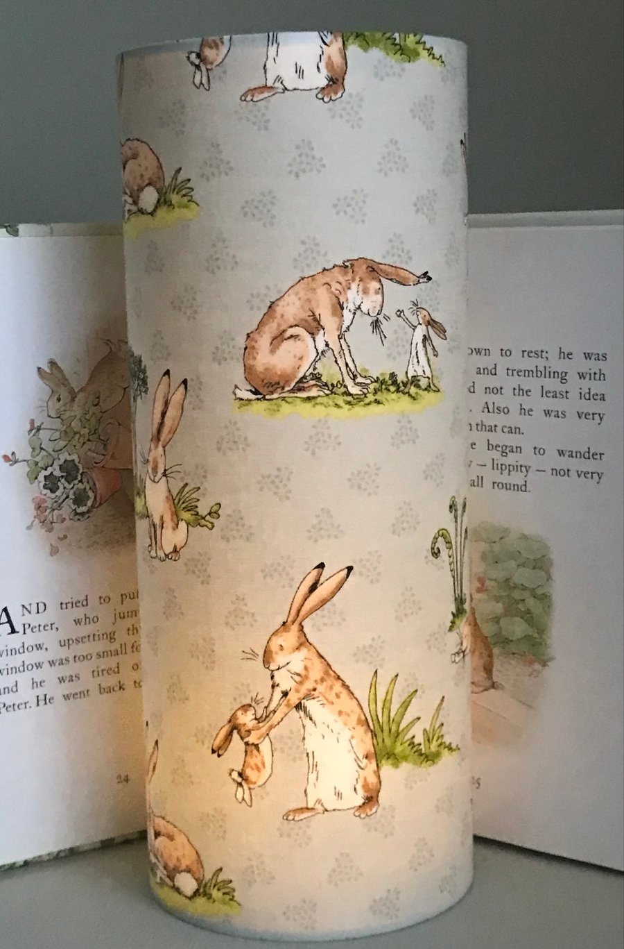 NEW. Meadow Hares - Handmade Tall Night Light