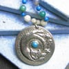  Turquoise Cat Pendant Necklace with Gemstones