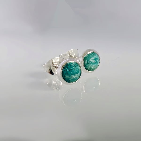 HANDMADE Sterling Silver Amazonite Classic Gemstone stud earrings