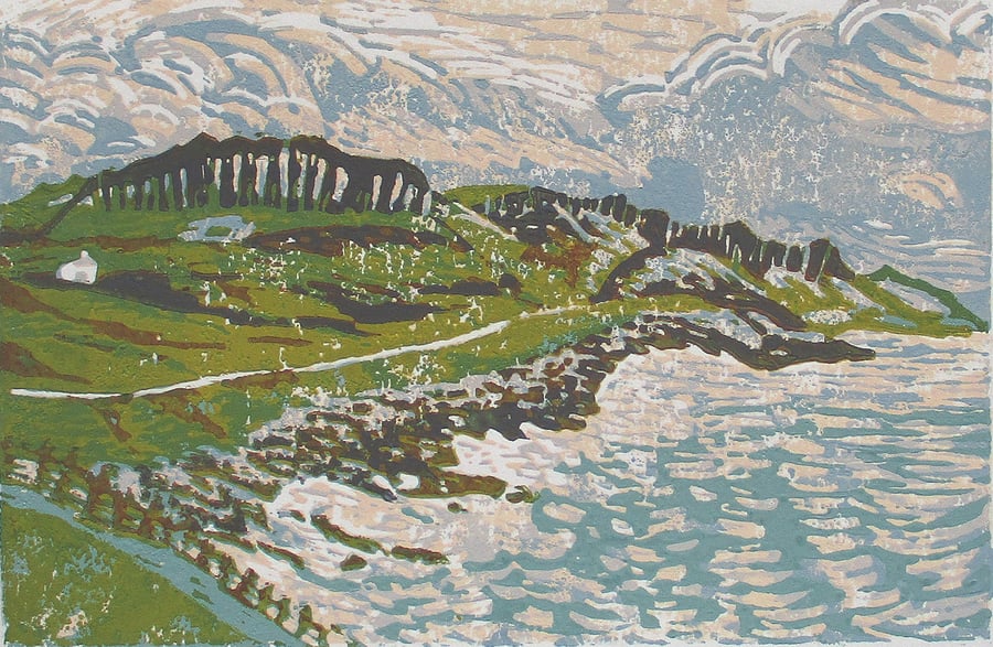 Staffin, Skye, Scotland Original Hand Pressed Linocut Print Ltd Edition