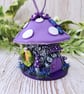 Purple Mushroom Fairy House - Hanging or Free Standing - Image 5