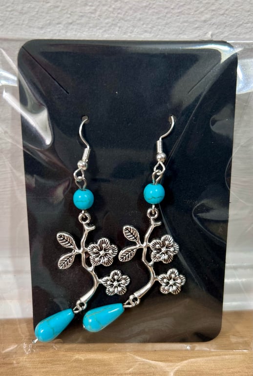 Turquoise Flower Drop Earrings
