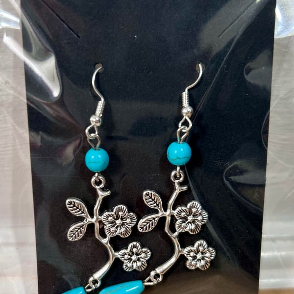 Turquoise Flower Drop Earrings