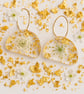 White Flower Resin Earrings with Gold Leaf – Botanical Hoop Jewellery – Handmade