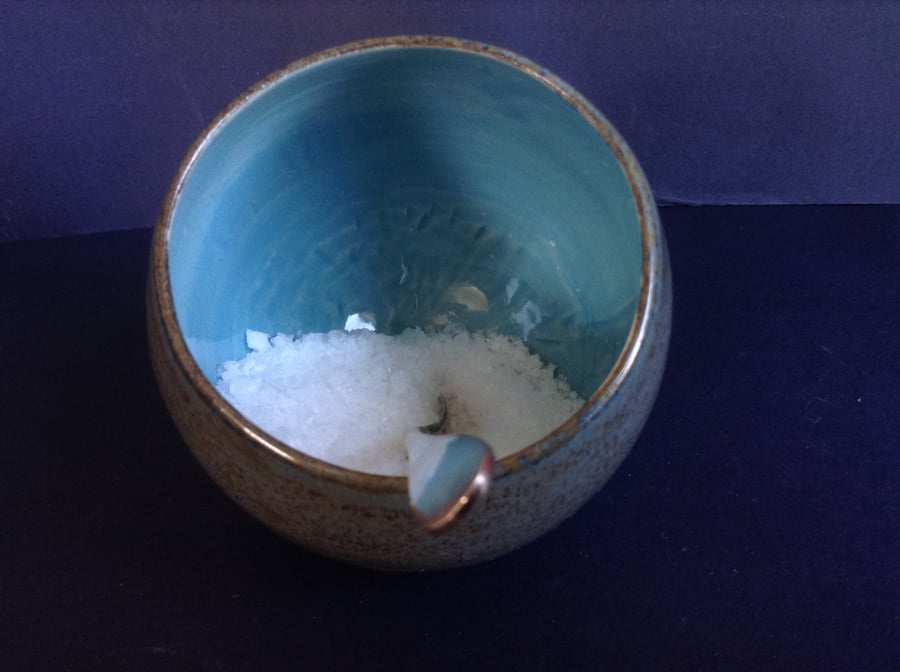 Turquoise ceramic salt piglet