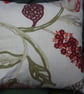 Square Cushion Double Sided Linen Wool Embroidery Flowers Claret Greens 48X48cms - Image 2