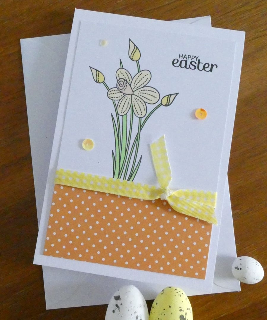 Daffodil Easter Card - Orange