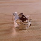 Sterling Silver Fish Skeleton Adjustable Ring