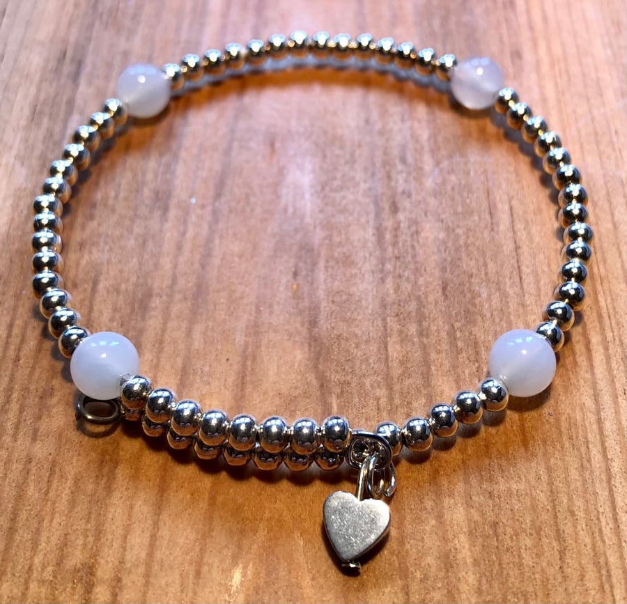 White agate memory wire bracelet