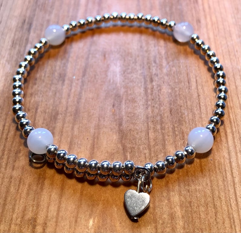 White agate memory wire bracelet