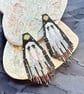 Spooky ghost Halloween beaded fringe earrings - Image 1