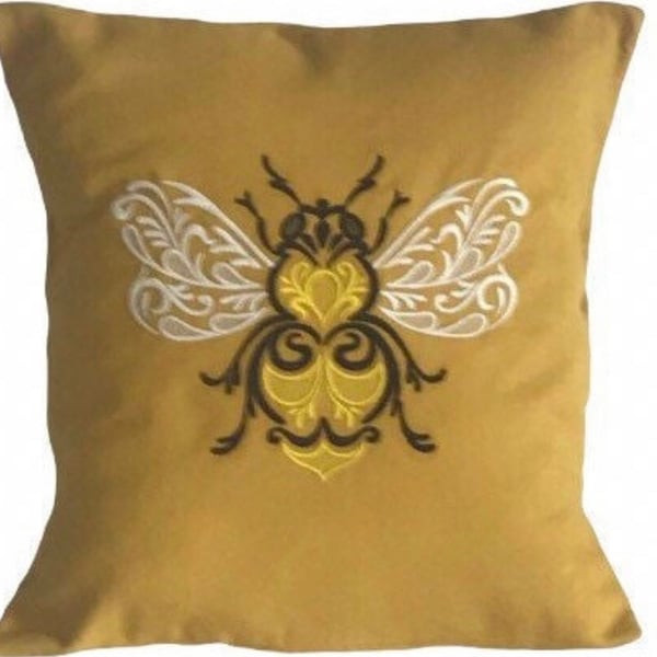 Baroque Bee Embroidered Cushion Cover