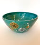 TURQUOISE DANDELION CERAMIC  BOWL - Image 1