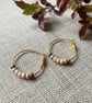 Pearlised bead hoop earrings, gold plated - Image 2