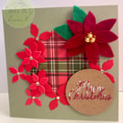 Hand crafted poinsettia Christmas card and felt brooch pin