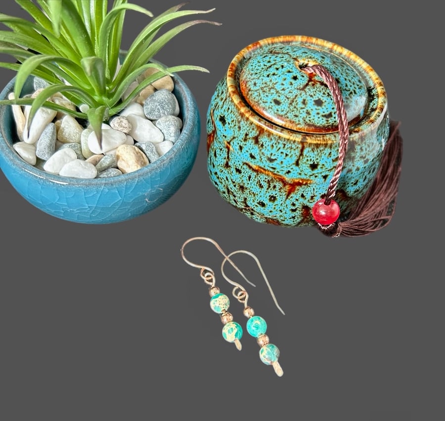 Textured Copper Disc Earrings  - Gift, Birthday, Bohemian Style