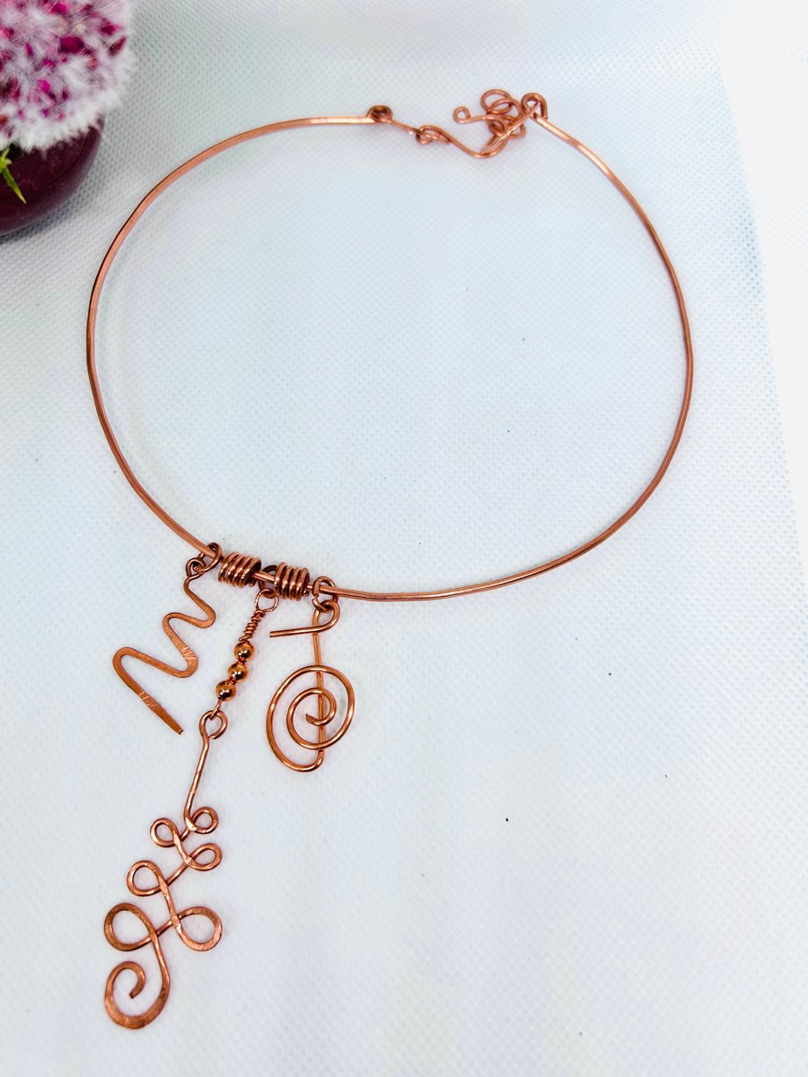 Reiki Symbol Copper Choker Necklace - Spiritual, Mindfulness, Wellbeing