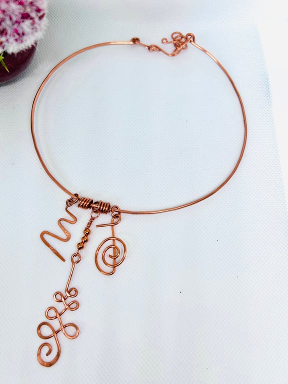 Reiki Symbol Copper Choker Necklace - Spiritual, Mindfulness, Wellbeing