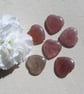 6 Red Aventurine Solid Gemstone Polished Hearts - 20mm - Chakra - Crafting