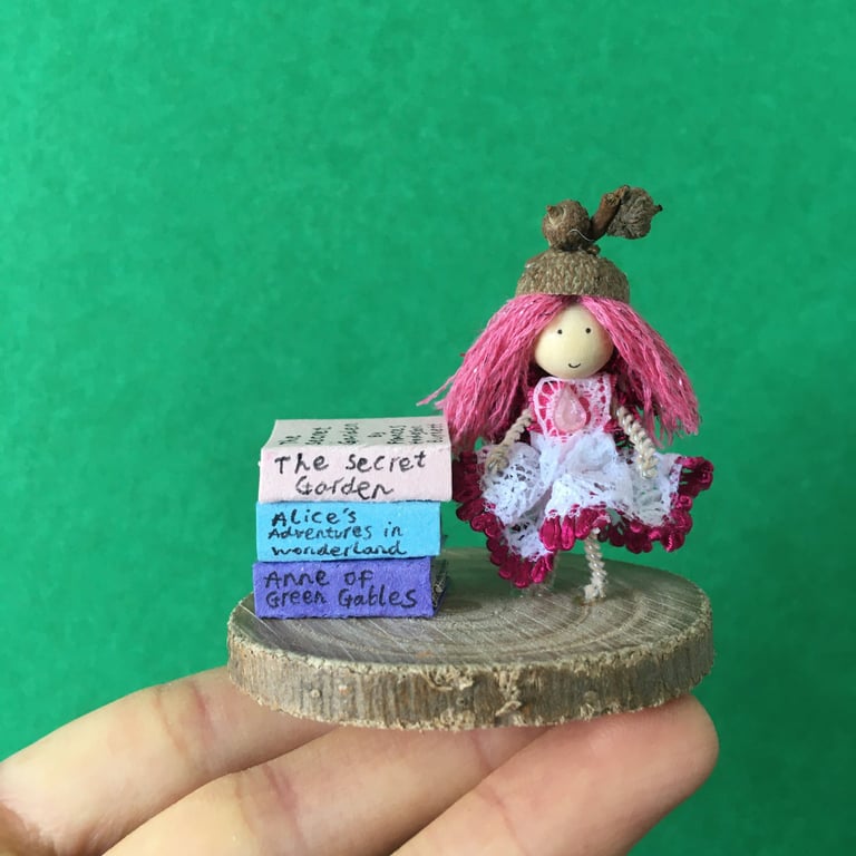Very Tiny Book Fairy Decoration, Fairy Doll Ornaments, Reading Gifts