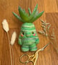 Succulent Gnome Art Doll Green Yarn