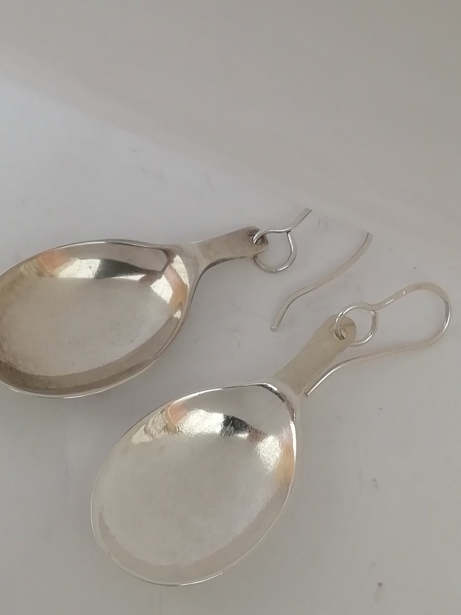Sterling Spoon Bowl Silver Drop Earrings
