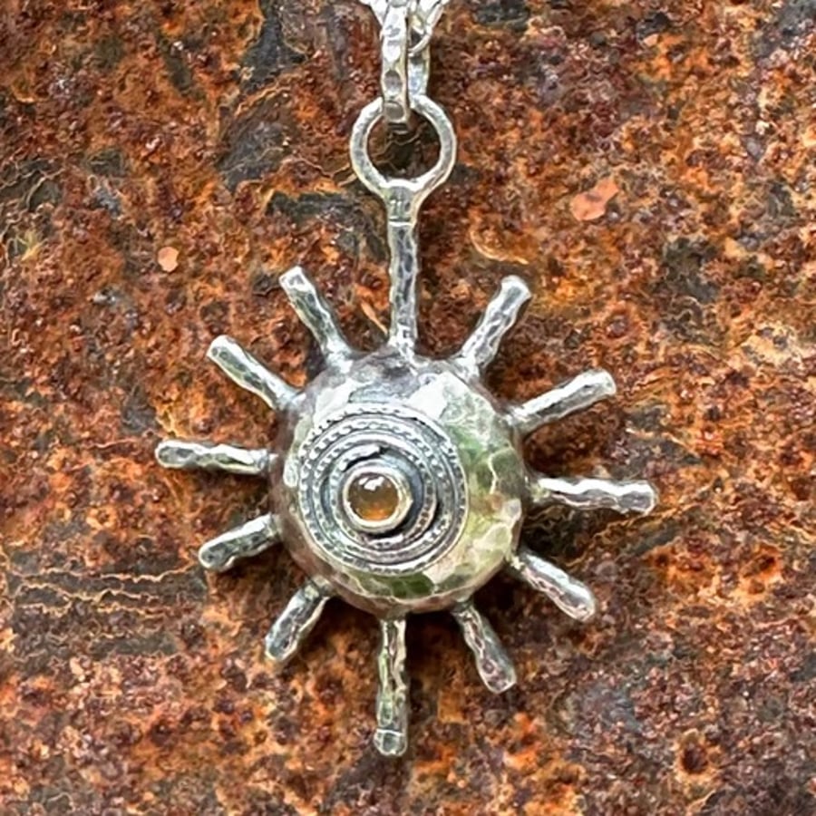 Summer Solstice Pendant with Carnelian Cabochon
