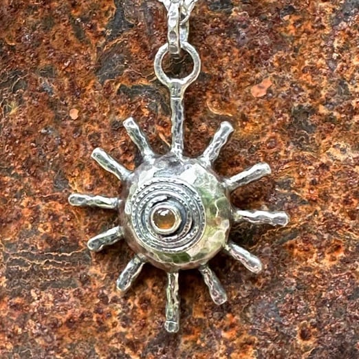Summer Solstice Pendant with Carnelian Cabochon