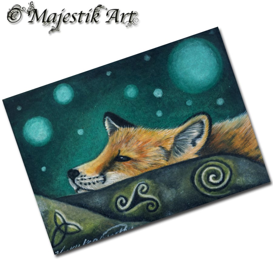 Archival ACEO Fox Print 'Celtic' By V Kenworthy