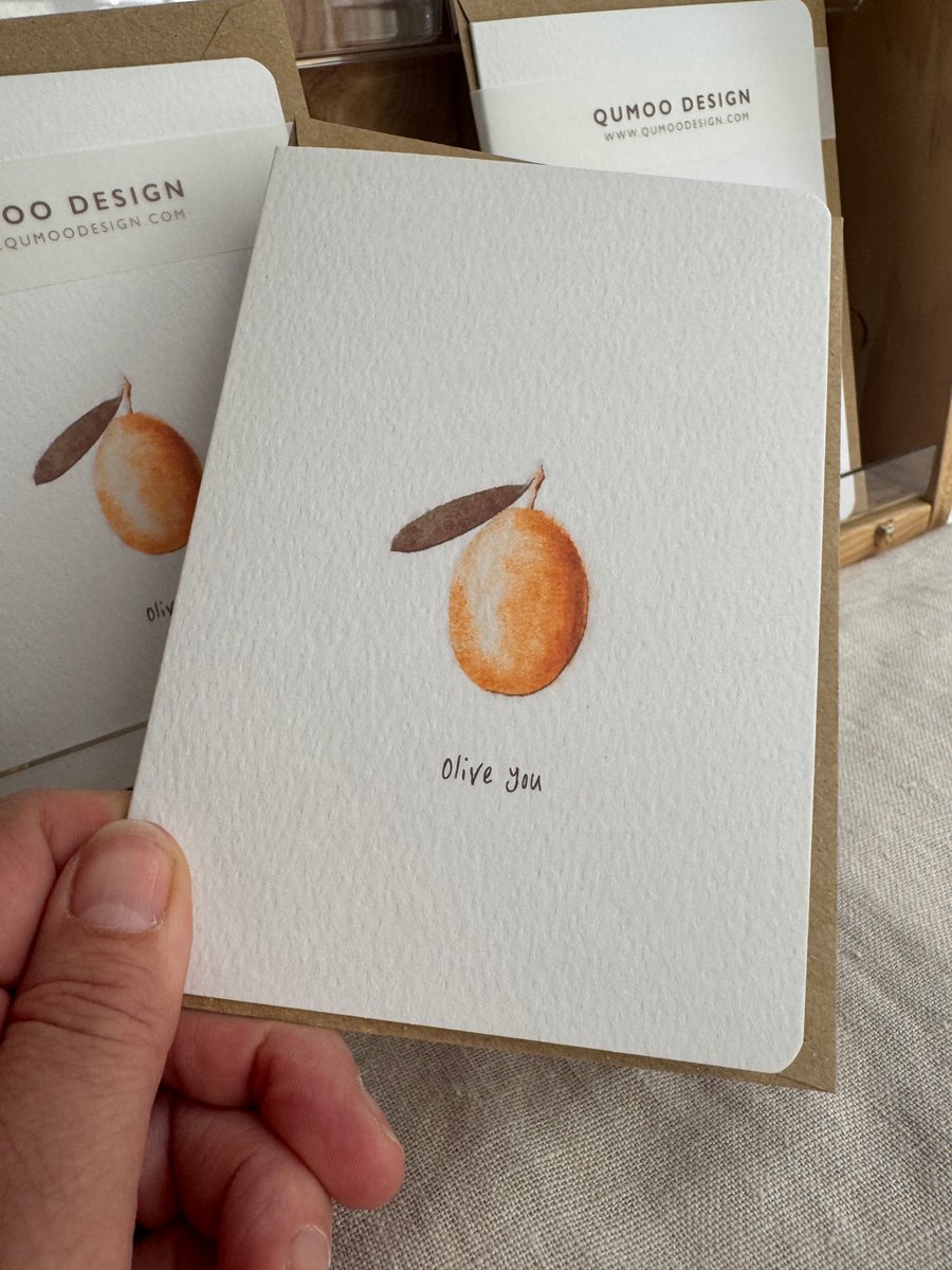 Olive You I Love you blank greetings card (QM279)