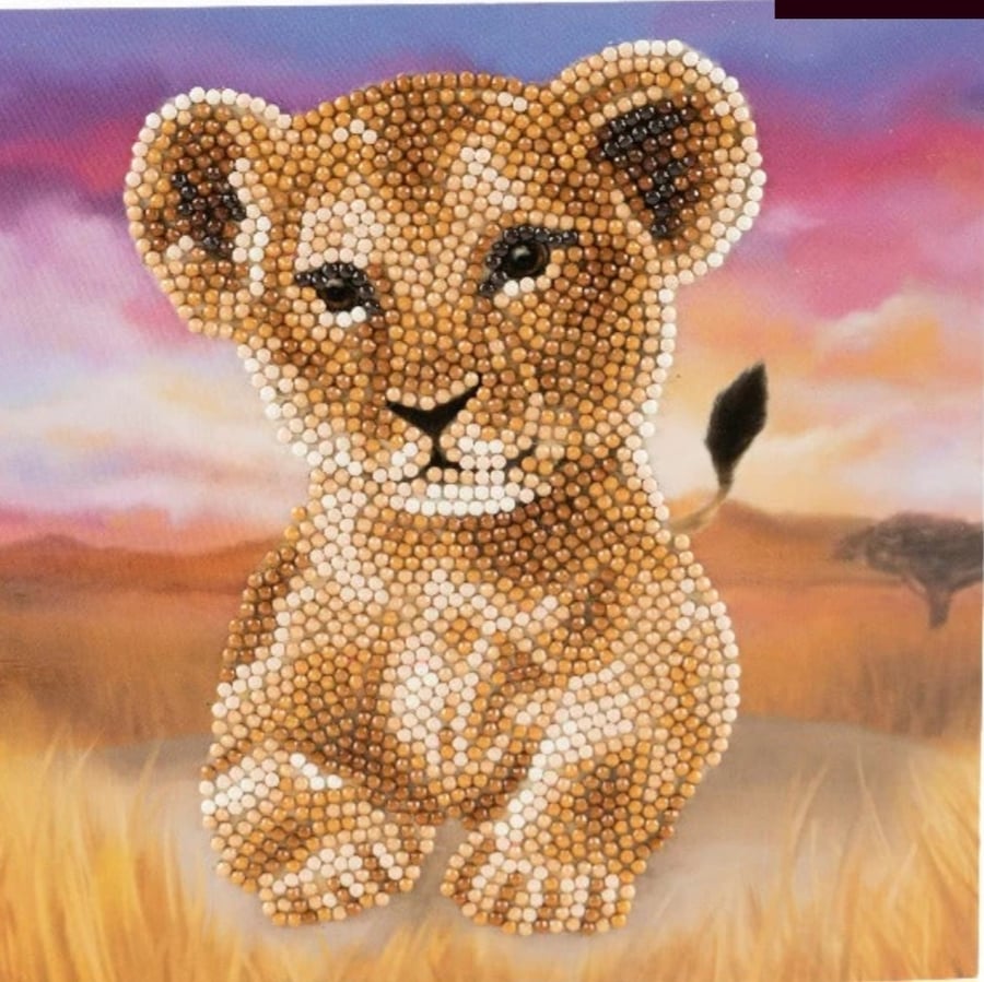 Lion cub card diamond painting kit