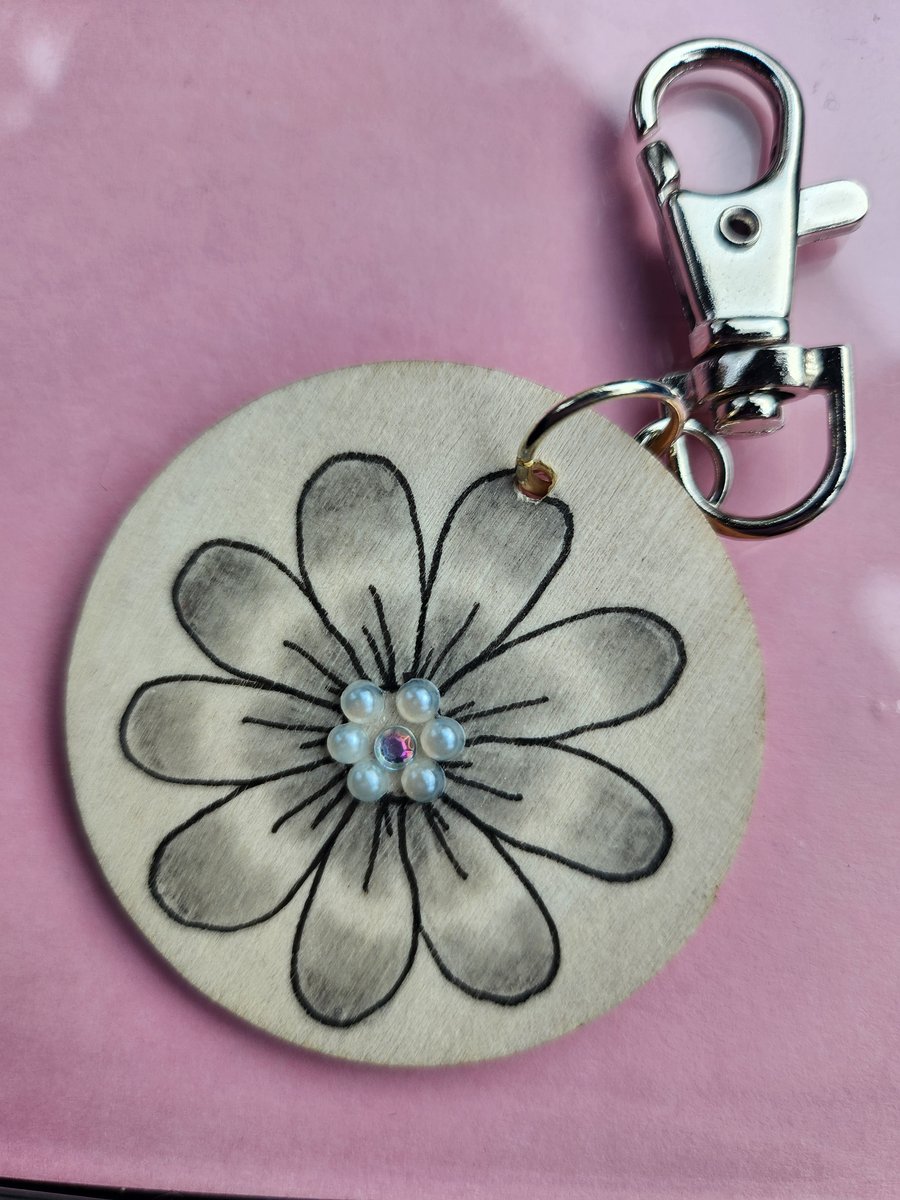 Hand drawn flower keyring