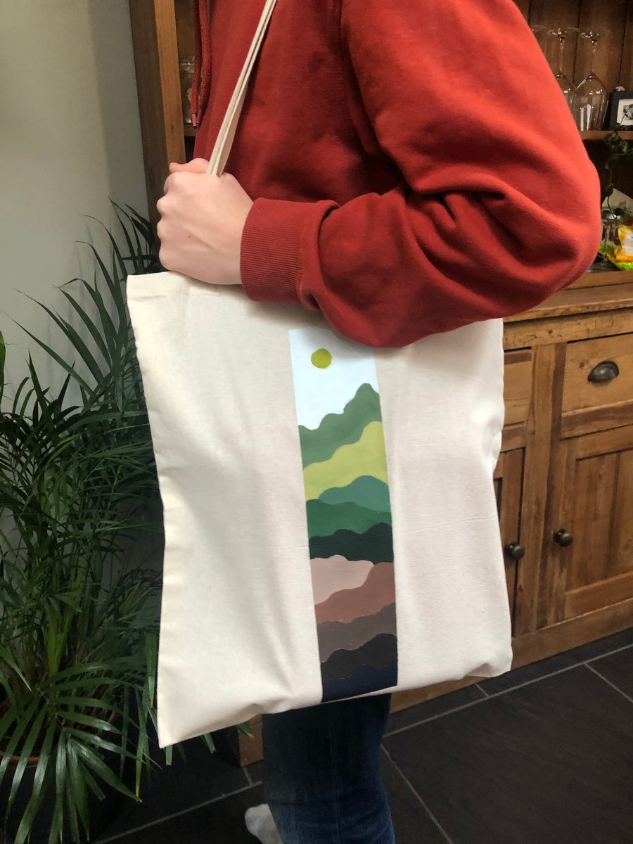 Hand-painted Landscape Scene Tote Bags