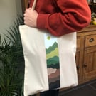Hand-painted Landscape Scene Tote Bags