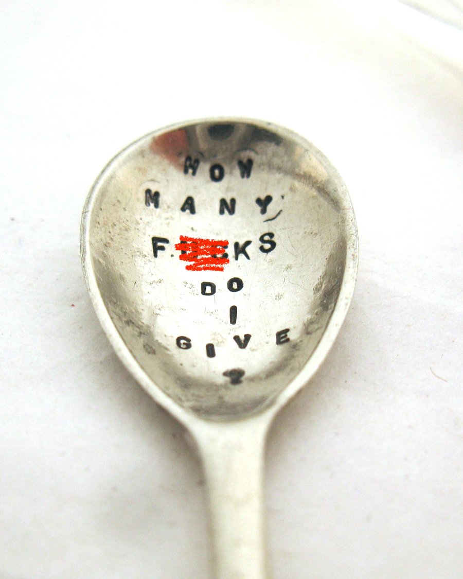 LIttle rude condiment spoon, adults only, how many f-cks do I give