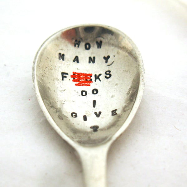LIttle rude condiment spoon, adults only, how many f-cks do I give