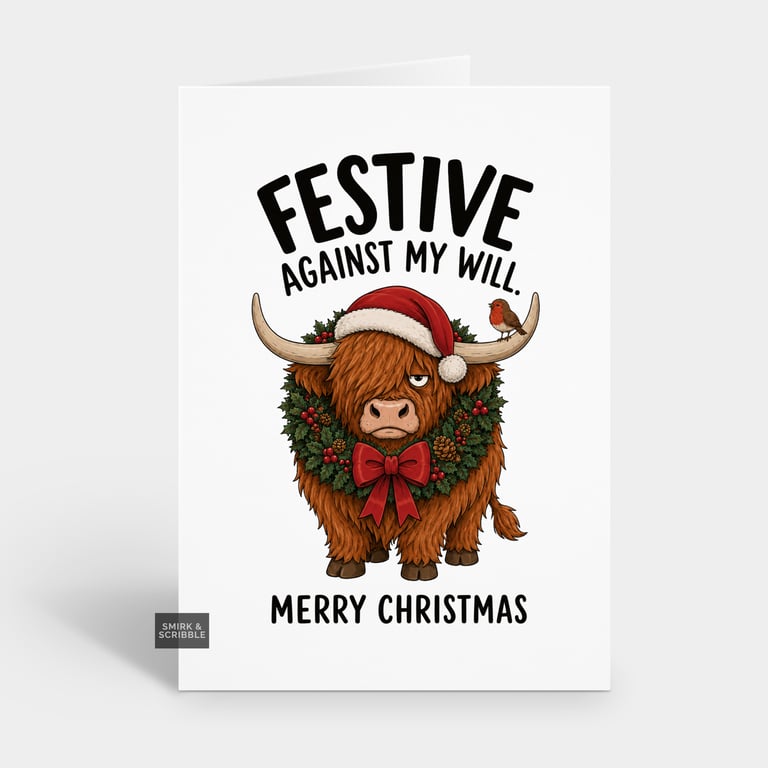 Funny Christmas Card For Him Or Her - Festive Cow