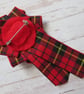 Wallace Red Modern and Black Tartan Ruffle Rosette Mini Brooch Pin - Image 7