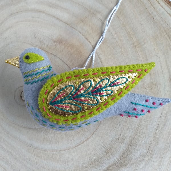 Wool Felt Turtle Dove, 12 days of Christmas Tree Decoration
