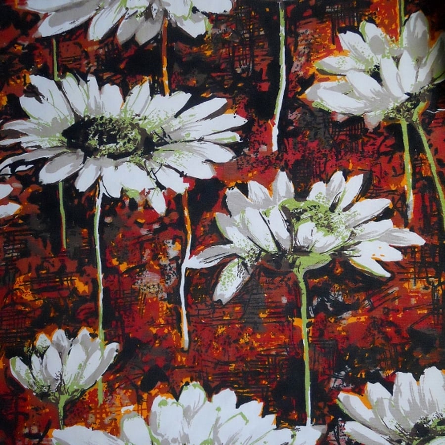 BIG DAISIES white red orange 60s 70s Vintage Fabric Lampshade option 