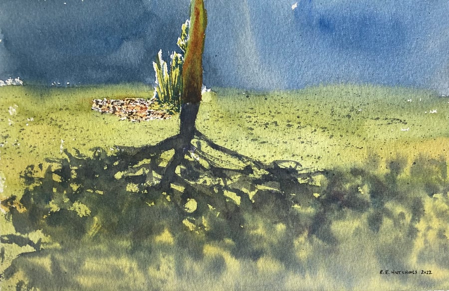 Boosbeck cemetary - Cast shadow study (Original watercolour painting)