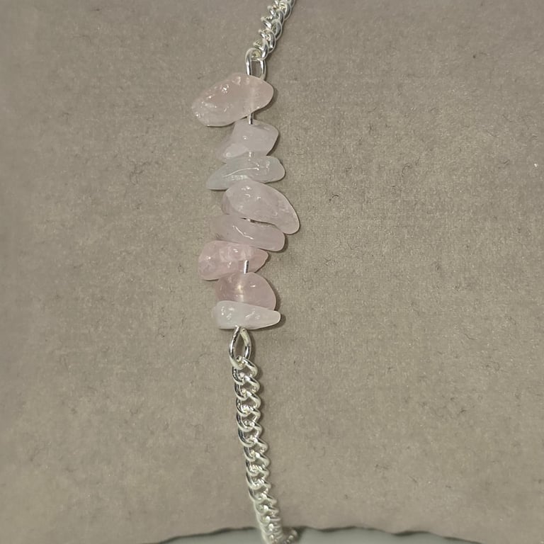 Rose quartz chip bracelet