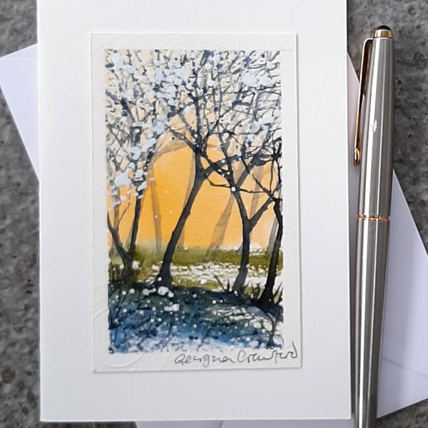 Blank Card. Handpainted Watercolour Art. OOAK